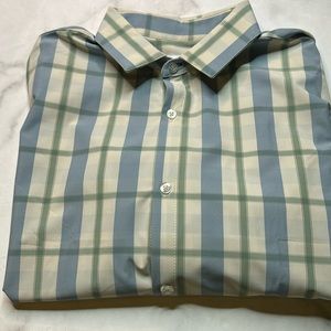 Mizzen + Main Tall Trim Fit Green/Blue Longsleeve Performance Dress Shirt